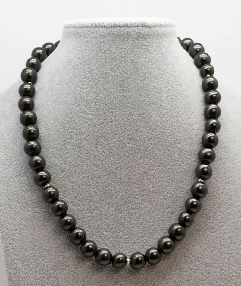 Original Schungit Perlenkette 55cm mit Magnetverschluß Shungit Halskette NEU!