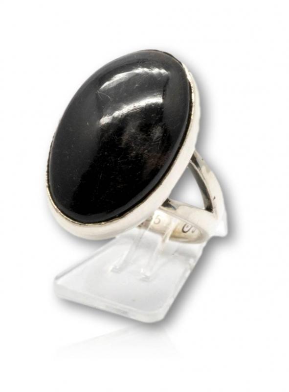 schwarzer Turmalin Ring aus 935er Silber Schmuck - Made in Germany - Größe 60 - #5246